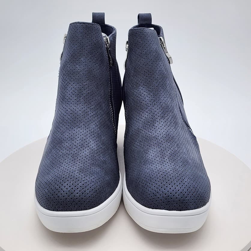 NEW Journee Collection Pennelope Blue Wedge Sneakers Women's Size 10 Side Zip - Thumbnail 6