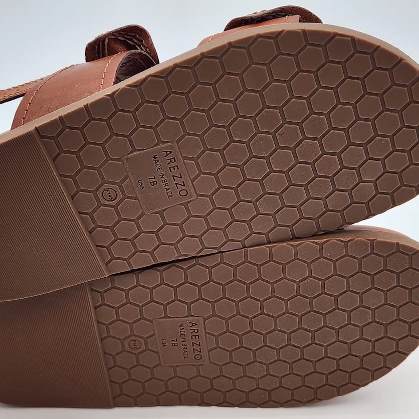 NEW Arezzo Women's Brown Leather Bow Flat Sandals Size 7B Slingback Shoes - Thumbnail 9