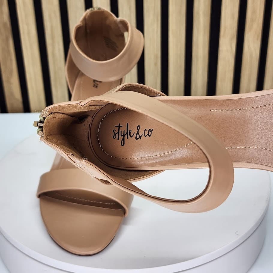 Style & Co Women’s Nude Ankle Strap Heeled Sandals – Size 12M - Thumbnail 8