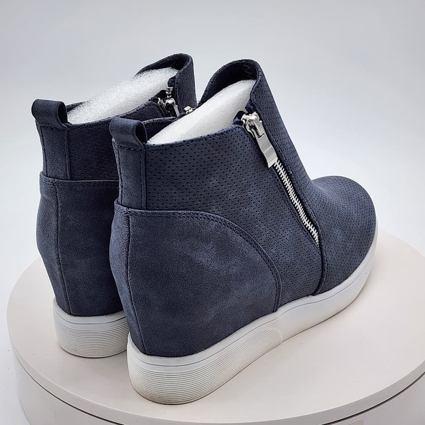 NEW Journee Collection Pennelope Blue Wedge Sneakers Women's Size 10 Side Zip - Thumbnail 3