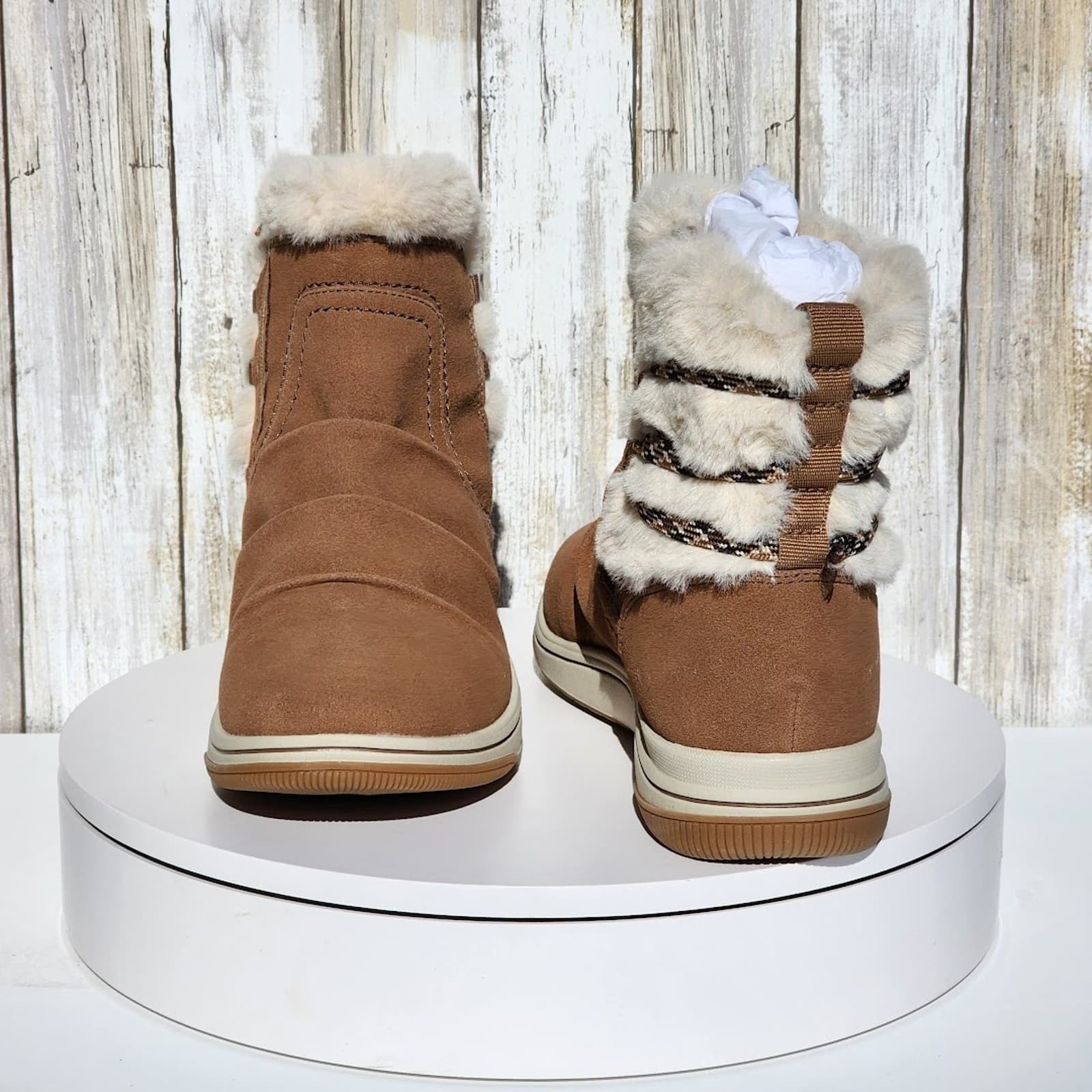 NEW - Clarks Women's Cloudsteppers Breeze Cozy Boots - Size 6 M - Dark Sand - Thumbnail 4