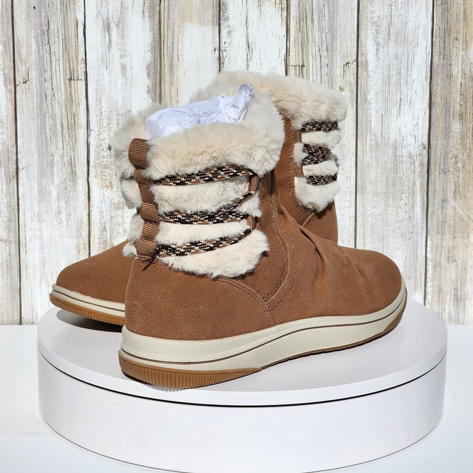NEW - Clarks Women's Cloudsteppers Breeze Cozy Boots - Size 6 M - Dark Sand - Thumbnail 3