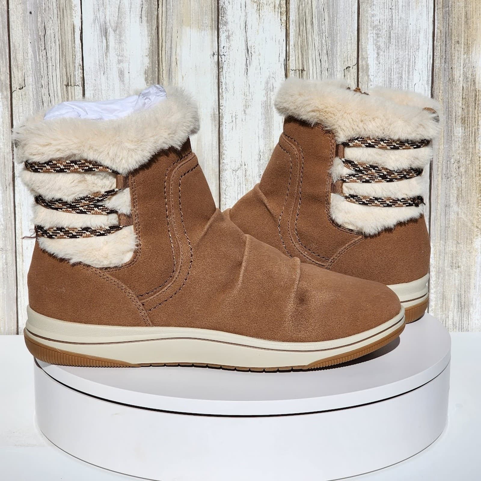 NEW - Clarks Women's Cloudsteppers Breeze Cozy Boots - Size 6 M - Dark Sand - Thumbnail 2