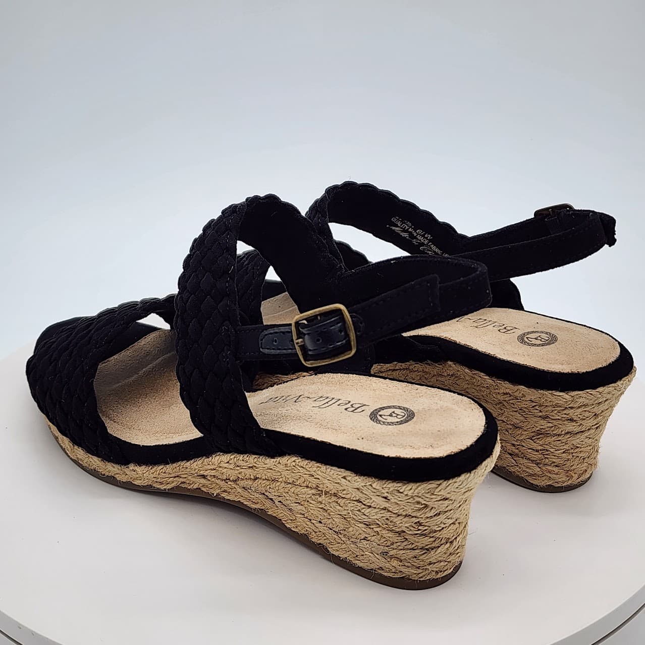 Bella Vita Mariella Espadrille Wedge Women's Sandals 6.5W Black Suede - Thumbnail 4