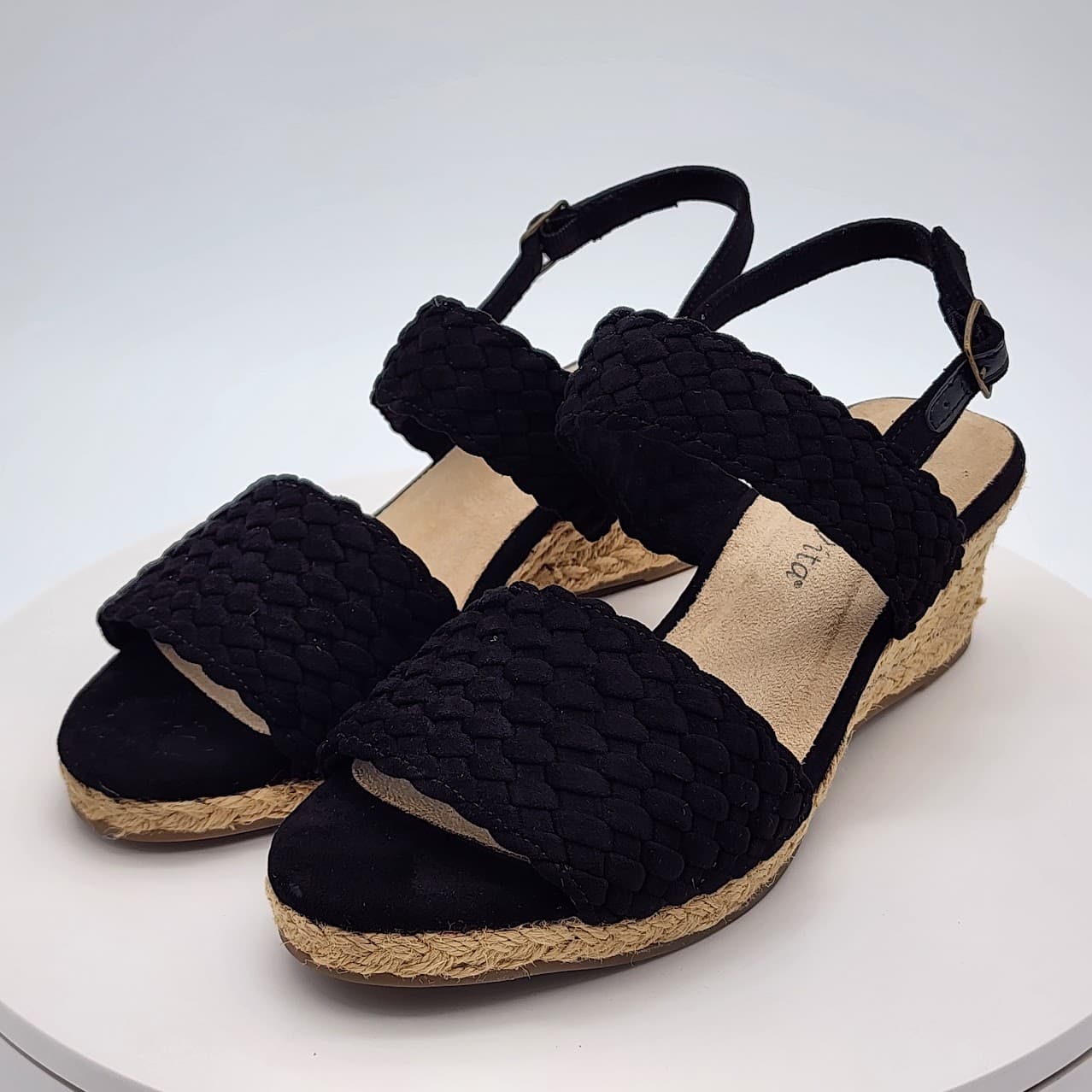 Bella Vita Mariella Espadrille Wedge Women's Sandals 6.5W Black Suede - Thumbnail 5