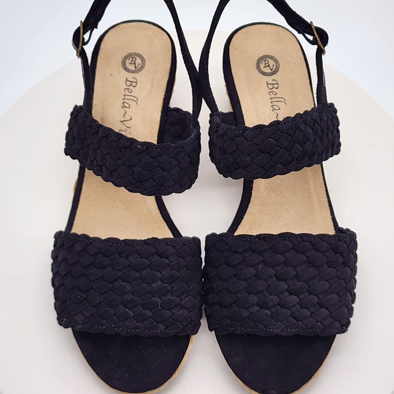 Bella Vita Mariella Espadrille Wedge Women's Sandals 6.5W Black Suede - Thumbnail 7