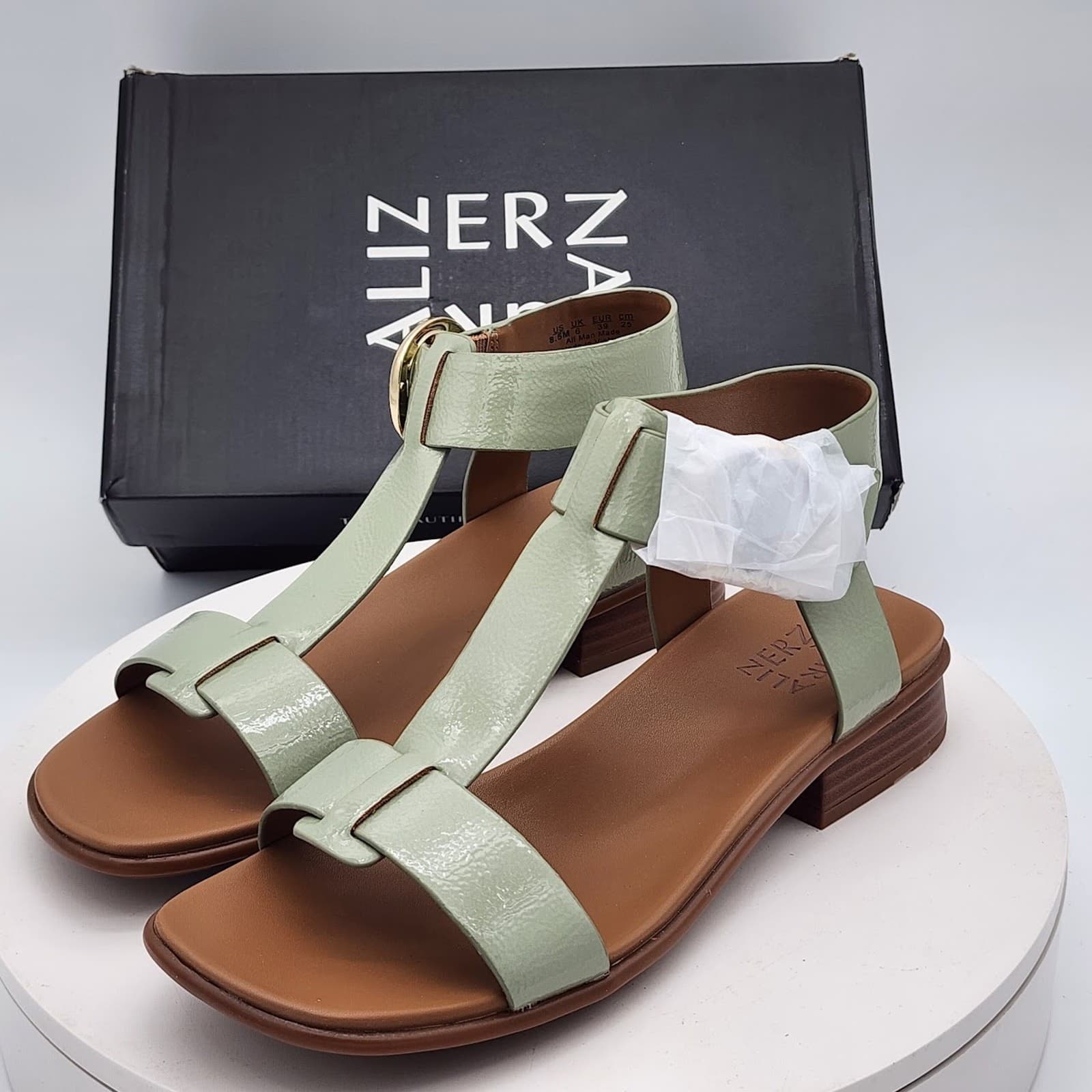 NEW Naturalizer Brandy Women's T-Strap Sandals Pistachio Green Size 8.5M Leather - Thumbnail 8