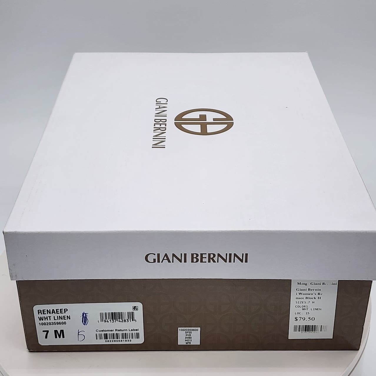 NEW - Giani Bernini Renaee Women’s White Linen Block Heel Sandals - Size 7 - Thumbnail 7