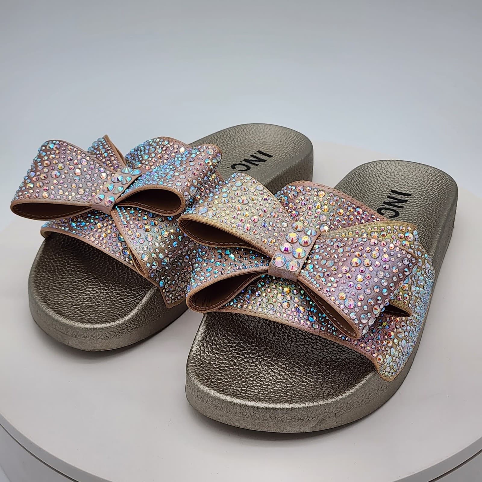 NEW - I.N.C. International Concepts Peymin76 AB Bow Rhinestone Slide Sandals 11M - Thumbnail 5