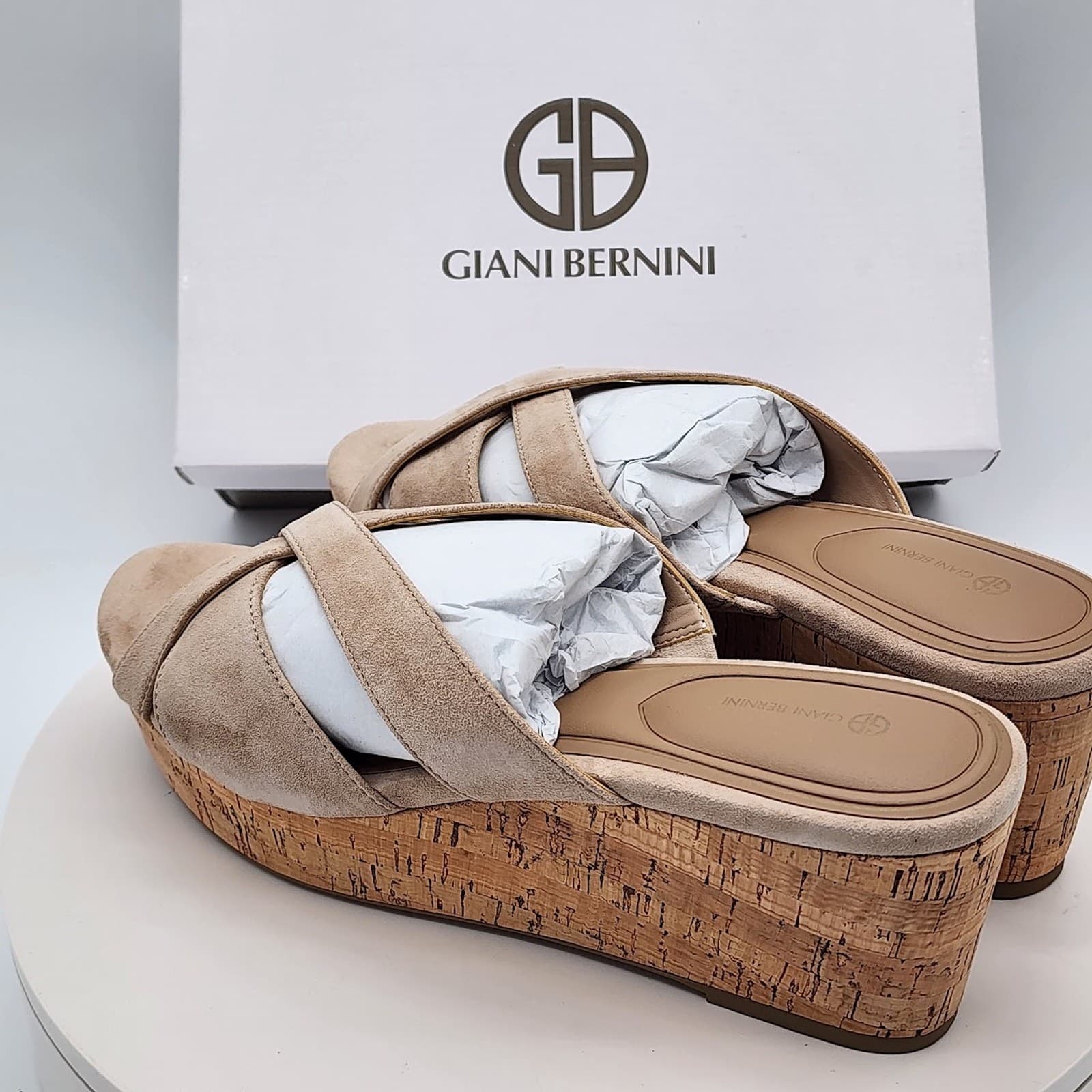 NEW Giani Bernini Julia Platform Wedge Slide Sandals Quarry Women's Size 7M - Thumbnail 4
