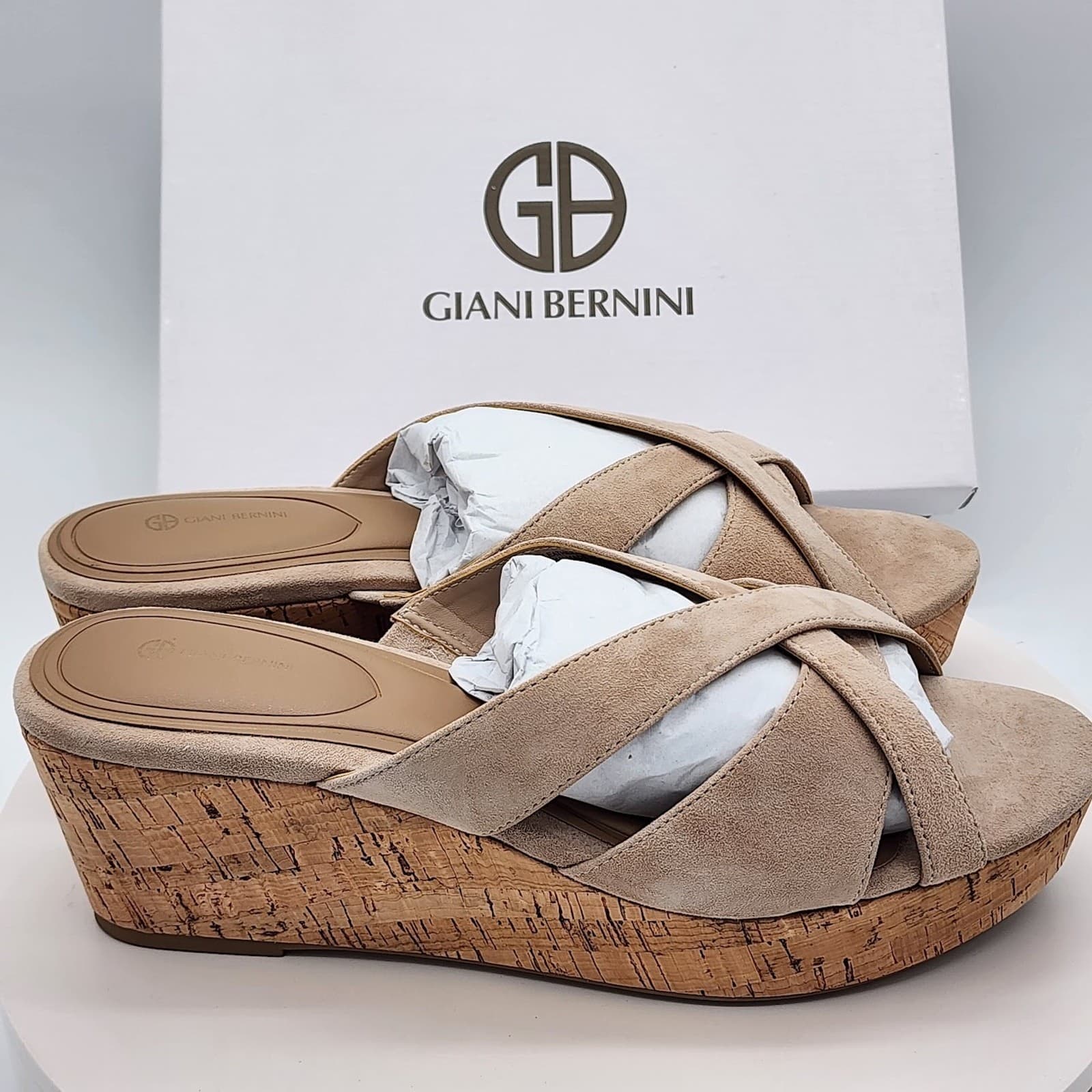 NEW Giani Bernini Julia Platform Wedge Slide Sandals Quarry Women's Size 7M - Thumbnail 2