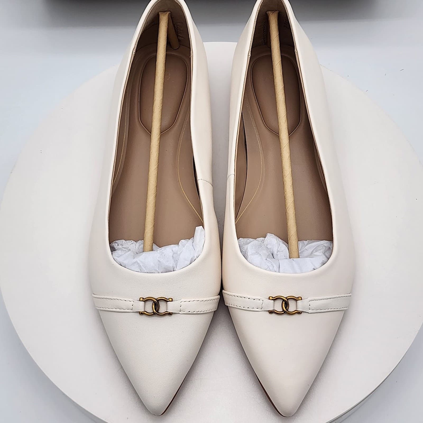 NEW - Giani Bernini Bentlley Women’s White Pointed Toe Flats Slip On Size 10 M - Thumbnail 6