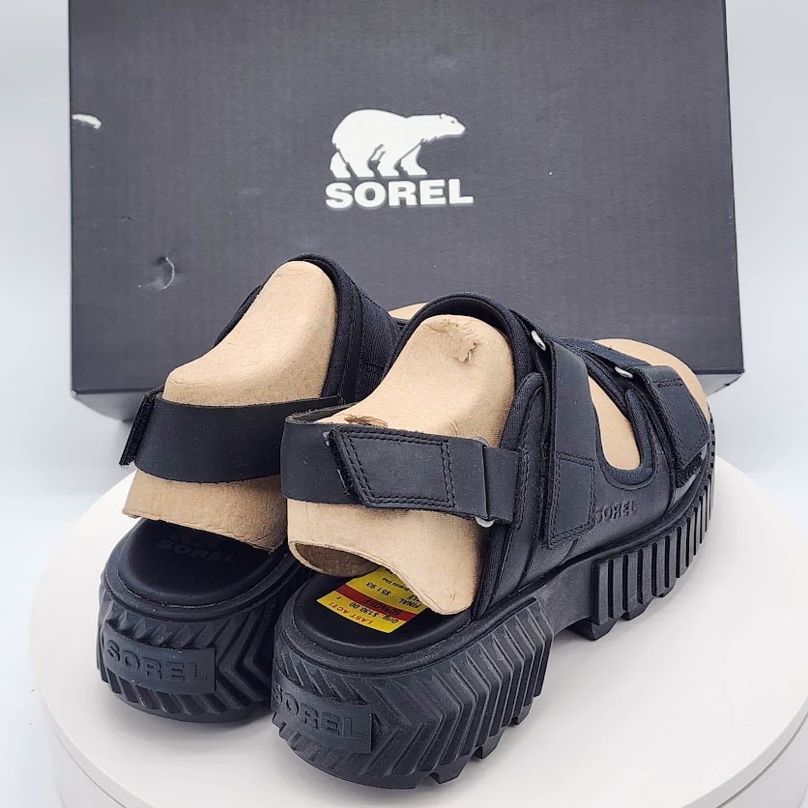 NEW Sorel ONA Ave Multistrap Black Women's Size 8.5 Sport Platform Sandals - Thumbnail 3