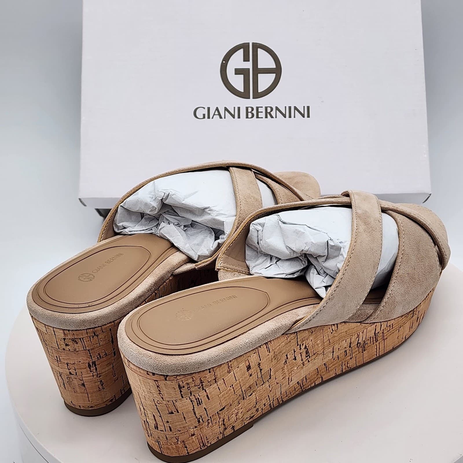 NEW Giani Bernini Julia Platform Wedge Slide Sandals Quarry Women's Size 7M - Thumbnail 3