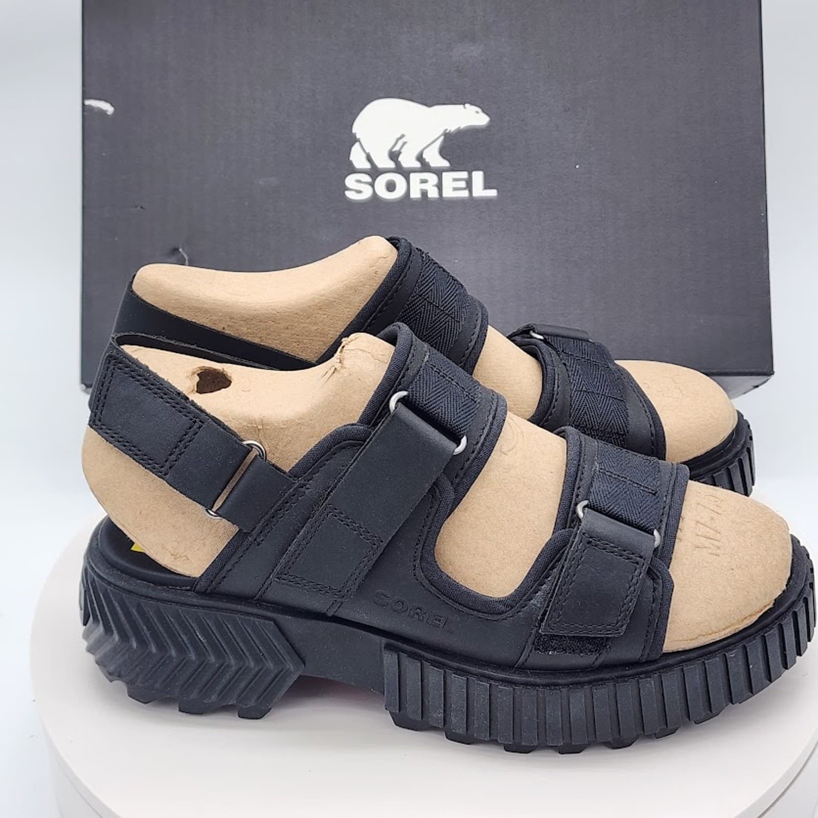NEW Sorel ONA Ave Multistrap Black Women's Size 8.5 Sport Platform Sandals - Thumbnail 2