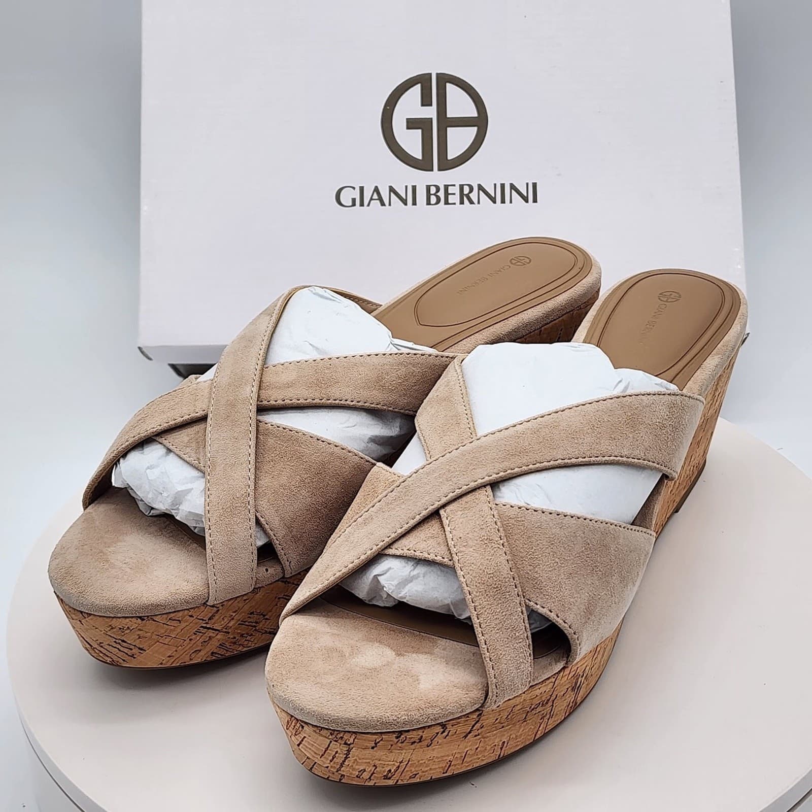 NEW Giani Bernini Julia Platform Wedge Slide Sandals Quarry Women's Size 7M - Thumbnail 5