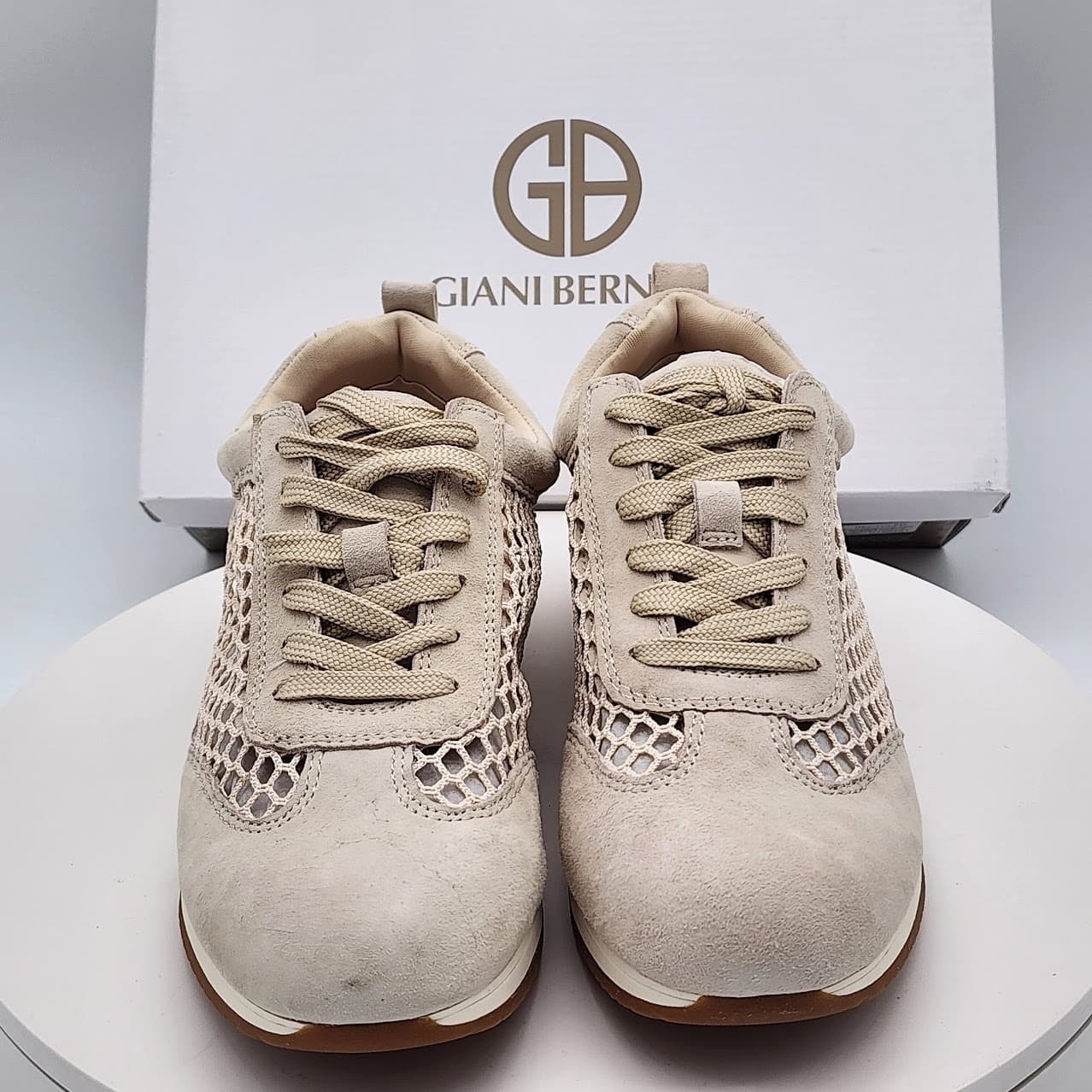 NEW - Giani Bernini Tesiaas Buff Nude Mesh Lace-Up Sneakers Women's Size 8 M - Thumbnail 2