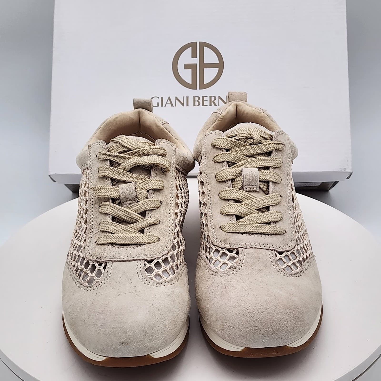 NEW - Giani Bernini Tesiaas Buff Nude Mesh Lace-Up Sneakers Women's Size 9 M - Thumbnail 2