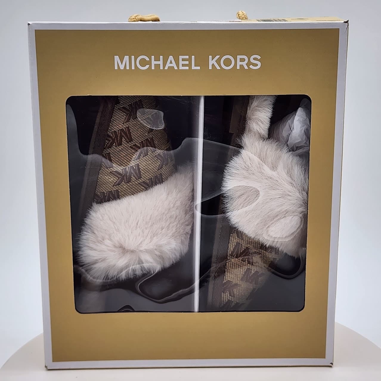 NEW - Michael Kors Tula Scuff Women's Faux Fur Logo Slide House Shoes - Size 6 - Thumbnail 9