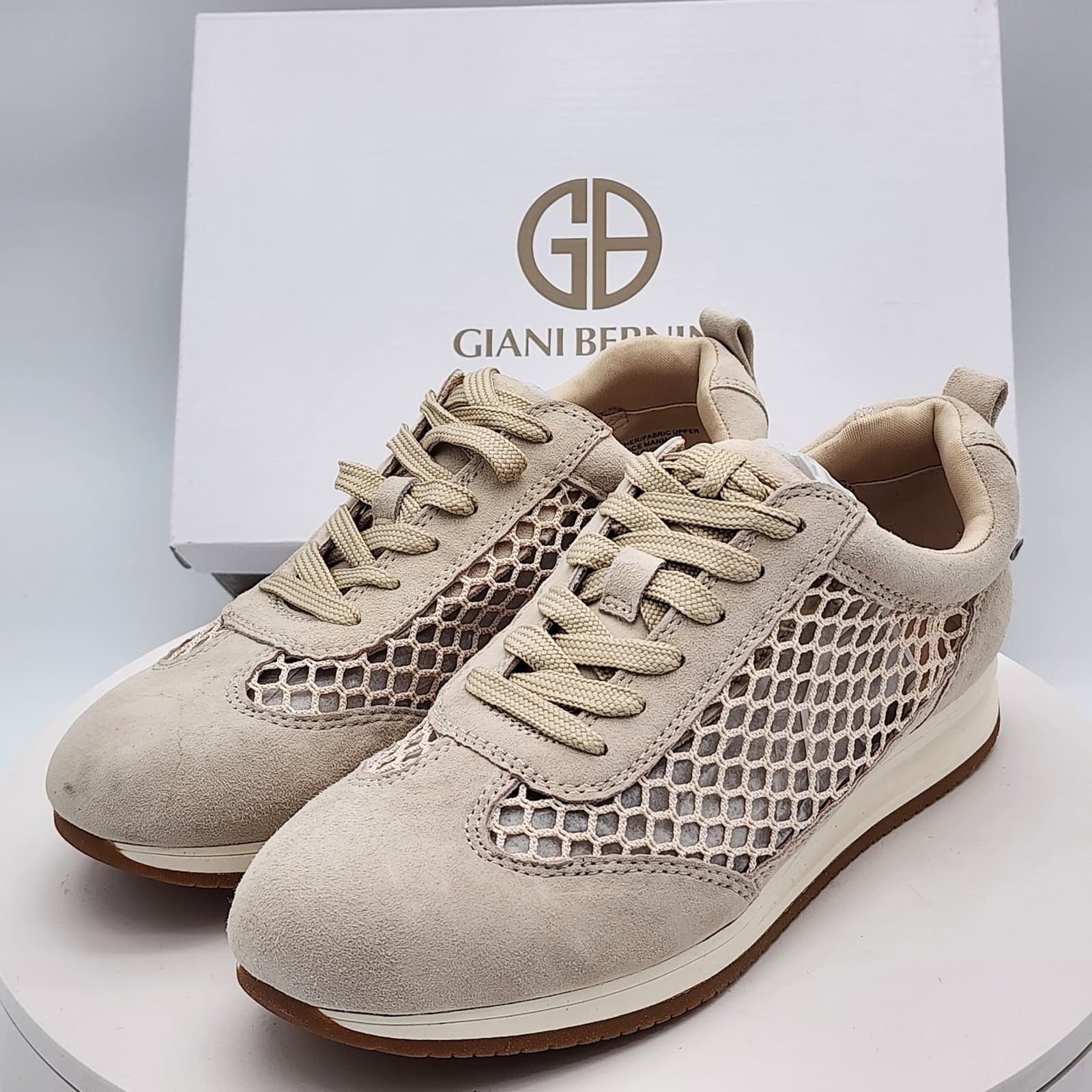 NEW - Giani Bernini Tesiaas Buff Nude Mesh Lace-Up Sneakers Women's Size 9.5 M - Thumbnail 8