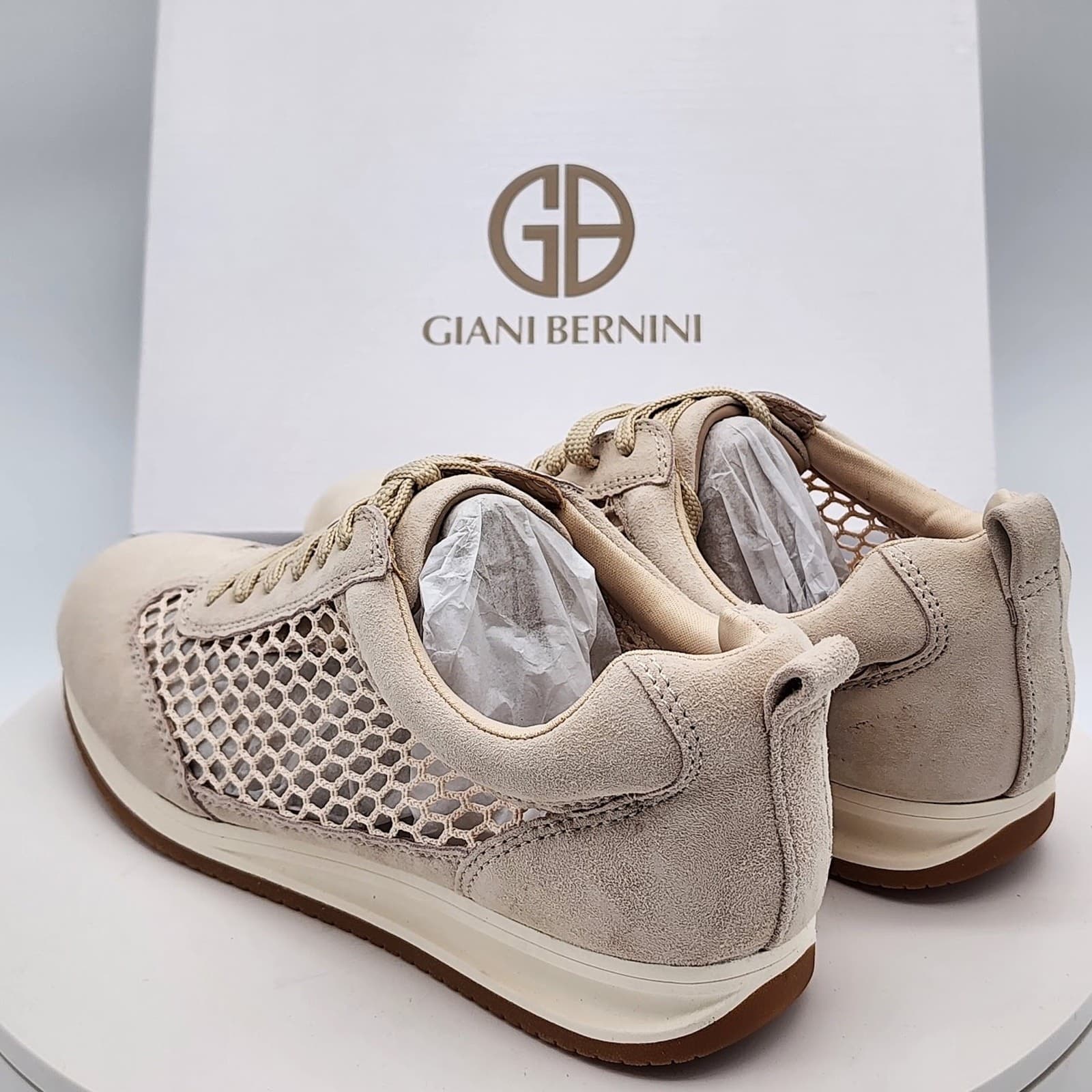 NEW - Giani Bernini Tesiaas Buff Nude Mesh Lace-Up Sneakers Women's Size 9.5 M - Thumbnail 6