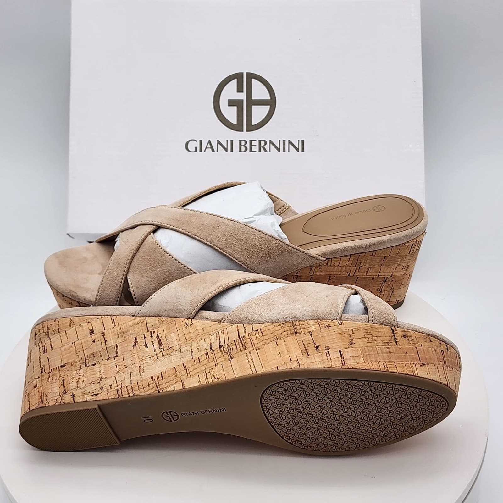 NEW Giani Bernini Julia Platform Wedge Slide Sandals Quarry Women's Size 10M - Thumbnail 7