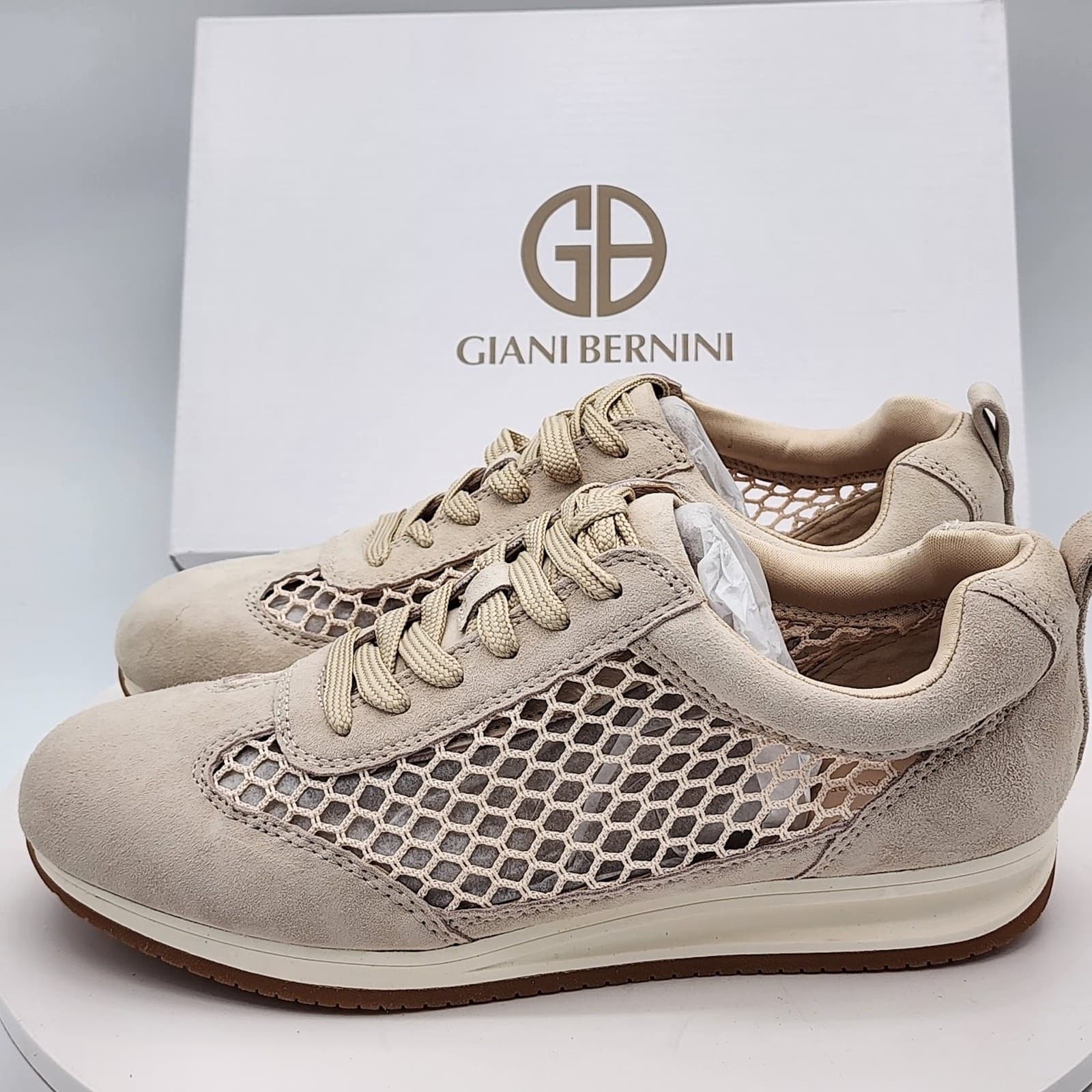 NEW - Giani Bernini Tesiaas Buff Nude Mesh Lace-Up Sneakers Women's Size 9 M - Thumbnail 7