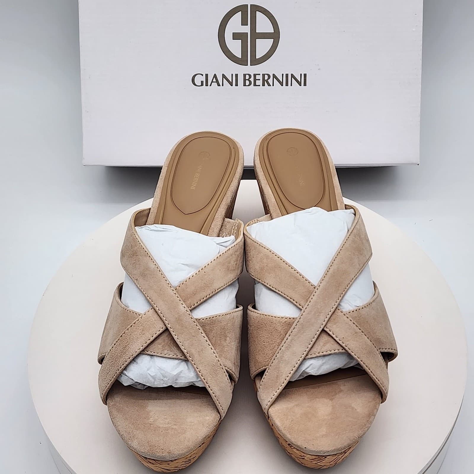 NEW Giani Bernini Julia Platform Wedge Slide Sandals Quarry Women's Size 9.5M - Thumbnail 6