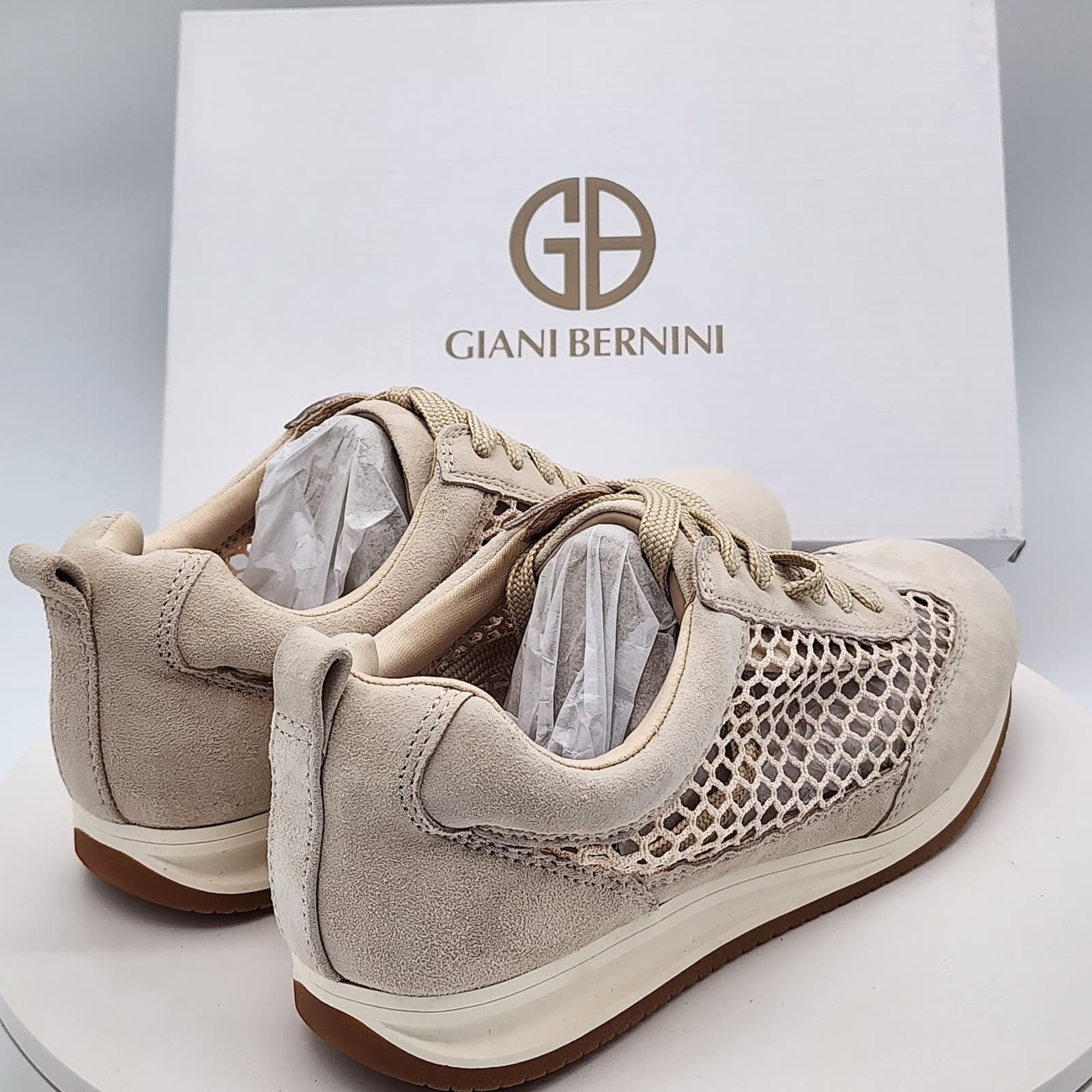 NEW - Giani Bernini Tesiaas Buff Nude Mesh Lace-Up Sneakers Women's Size 9.5 M - Thumbnail 4
