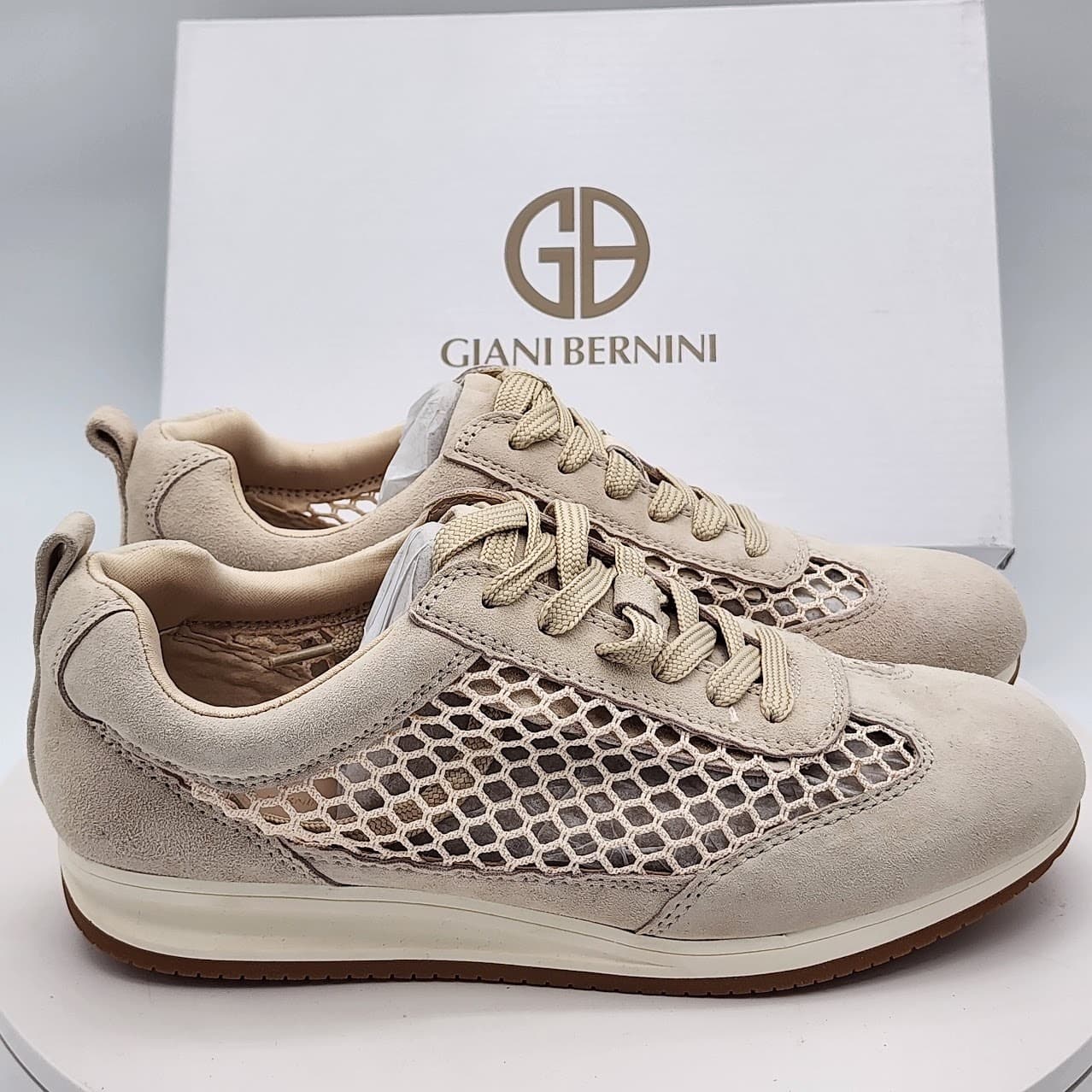 NEW - Giani Bernini Tesiaas Buff Nude Mesh Lace-Up Sneakers Women's Size 8 M - Thumbnail 3