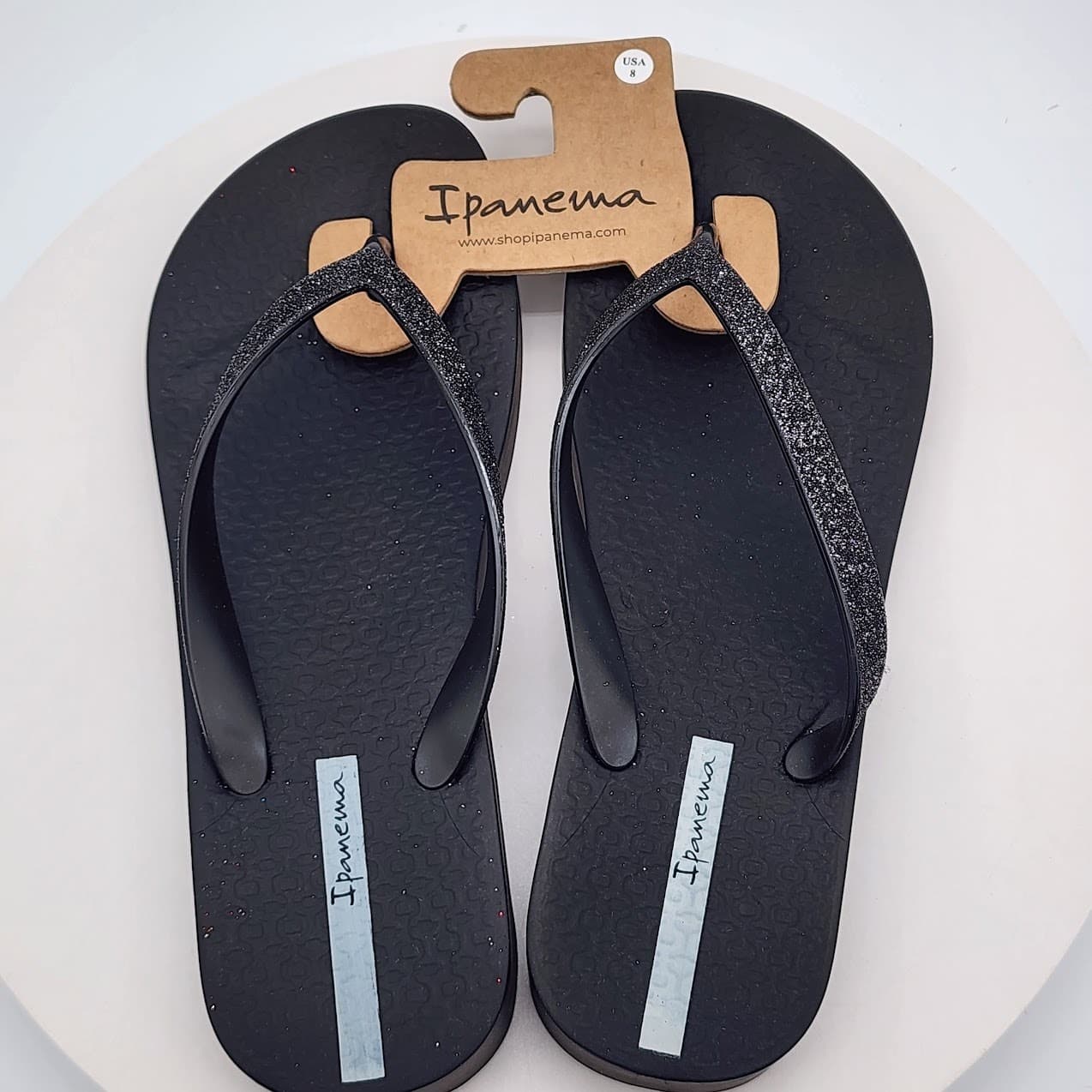 NEW - Ipanema Ipa Glitter Black Wedge Women’s Flip Flop Sandals Sparkle Size 8 - Thumbnail 5