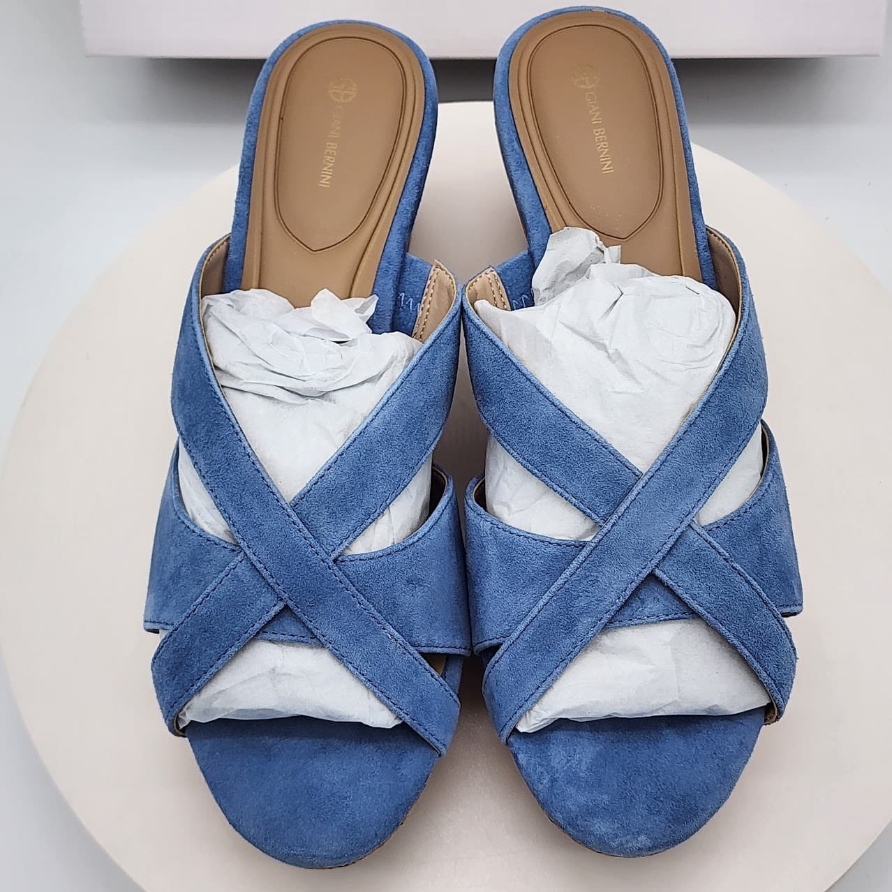 NEW Giani Bernini Juliaas Blue Azur Cork Wedge Slide Sandals Women’s Size 9.5M - Thumbnail 6