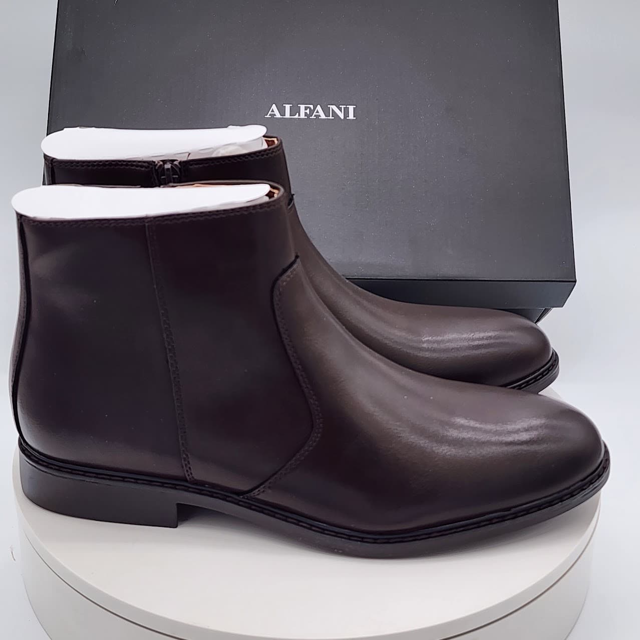 Alfani Liam Men’s Espresso Brown Side Zip Ankle Dress Boots Size 9M - Thumbnail 2