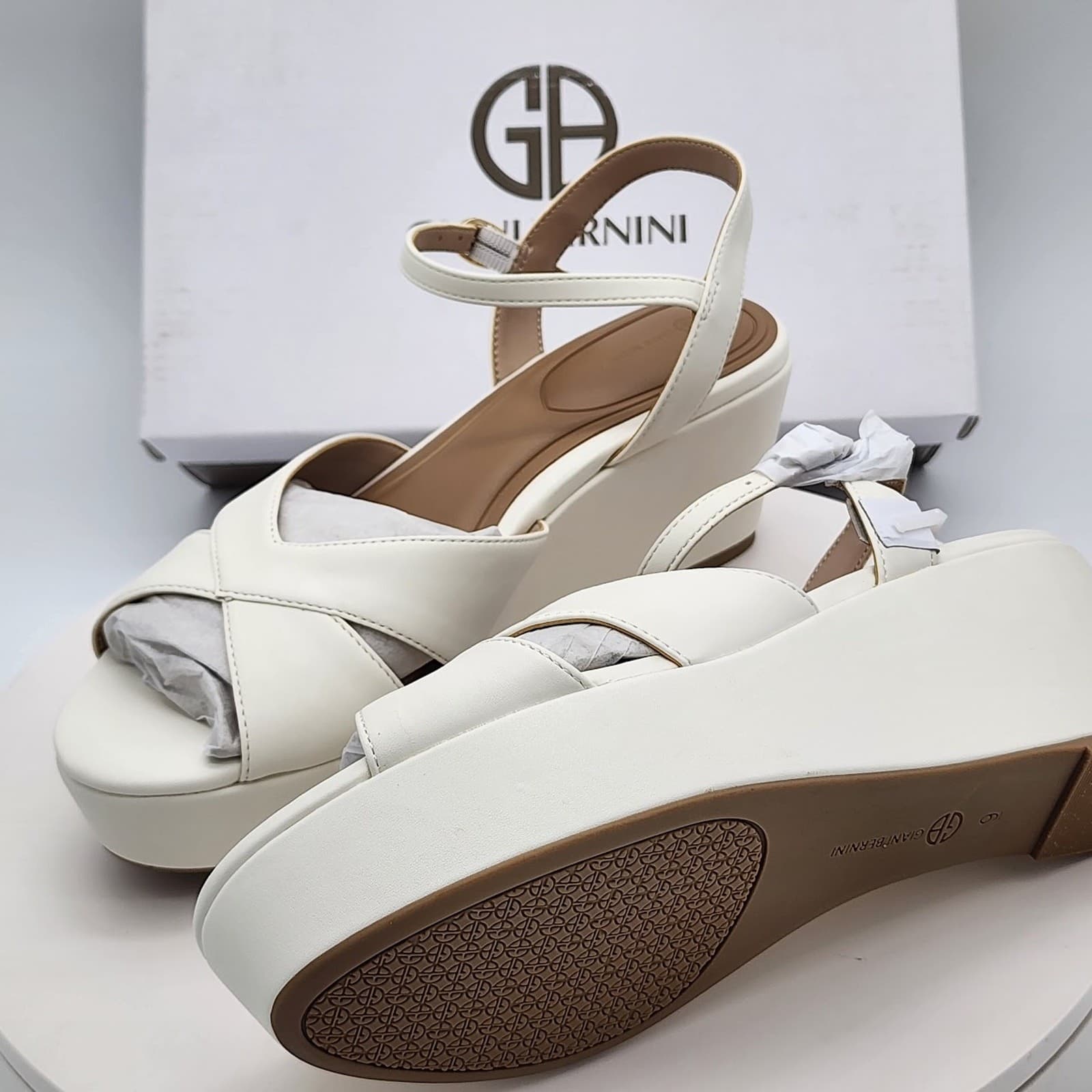 NEW Giani Bernini Jayleenp White Linen Platform Wedge Sandals Women’s 11 M - Thumbnail 7