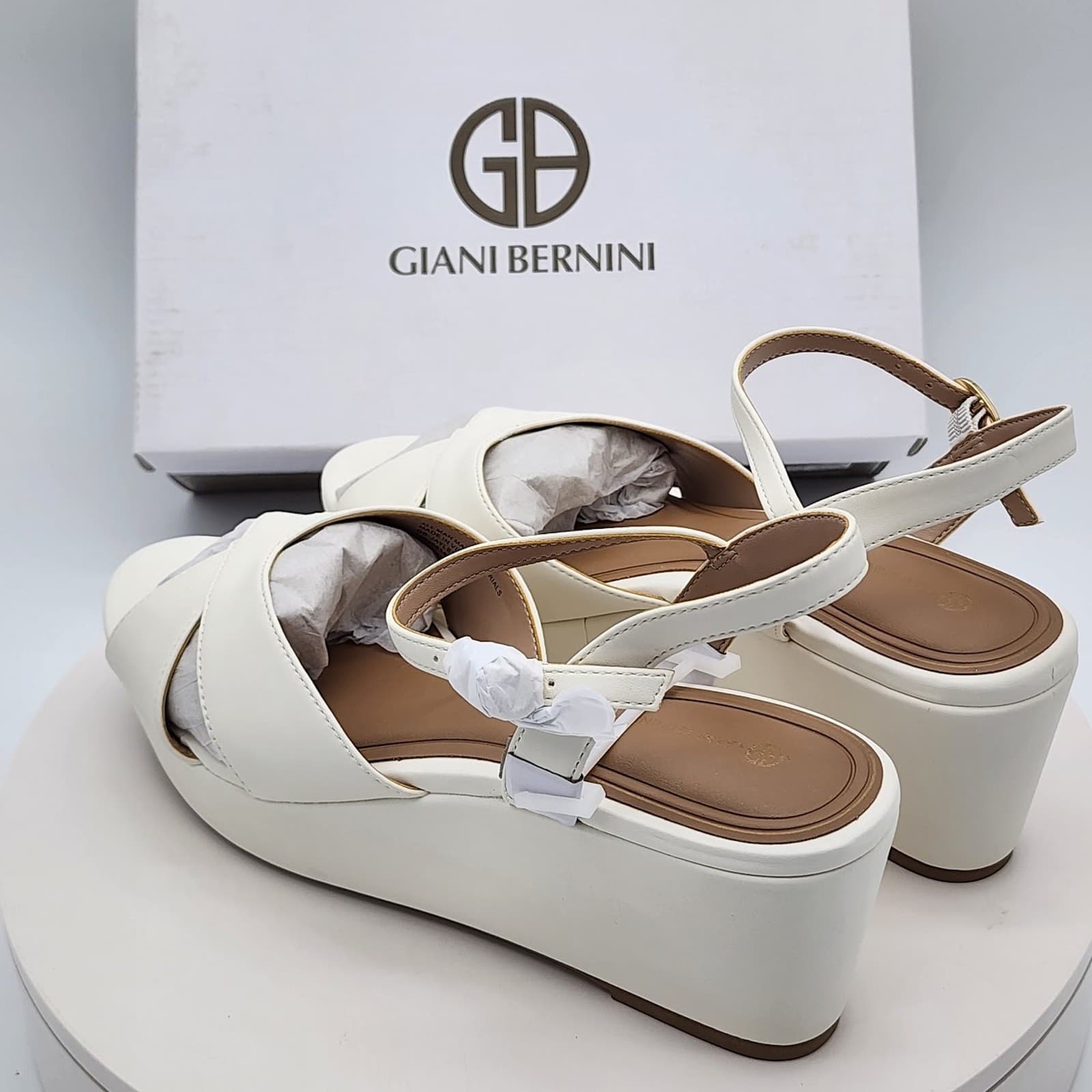 NEW Giani Bernini Jayleenp White Linen Platform Wedge Sandals Women’s 11 M - Thumbnail 4
