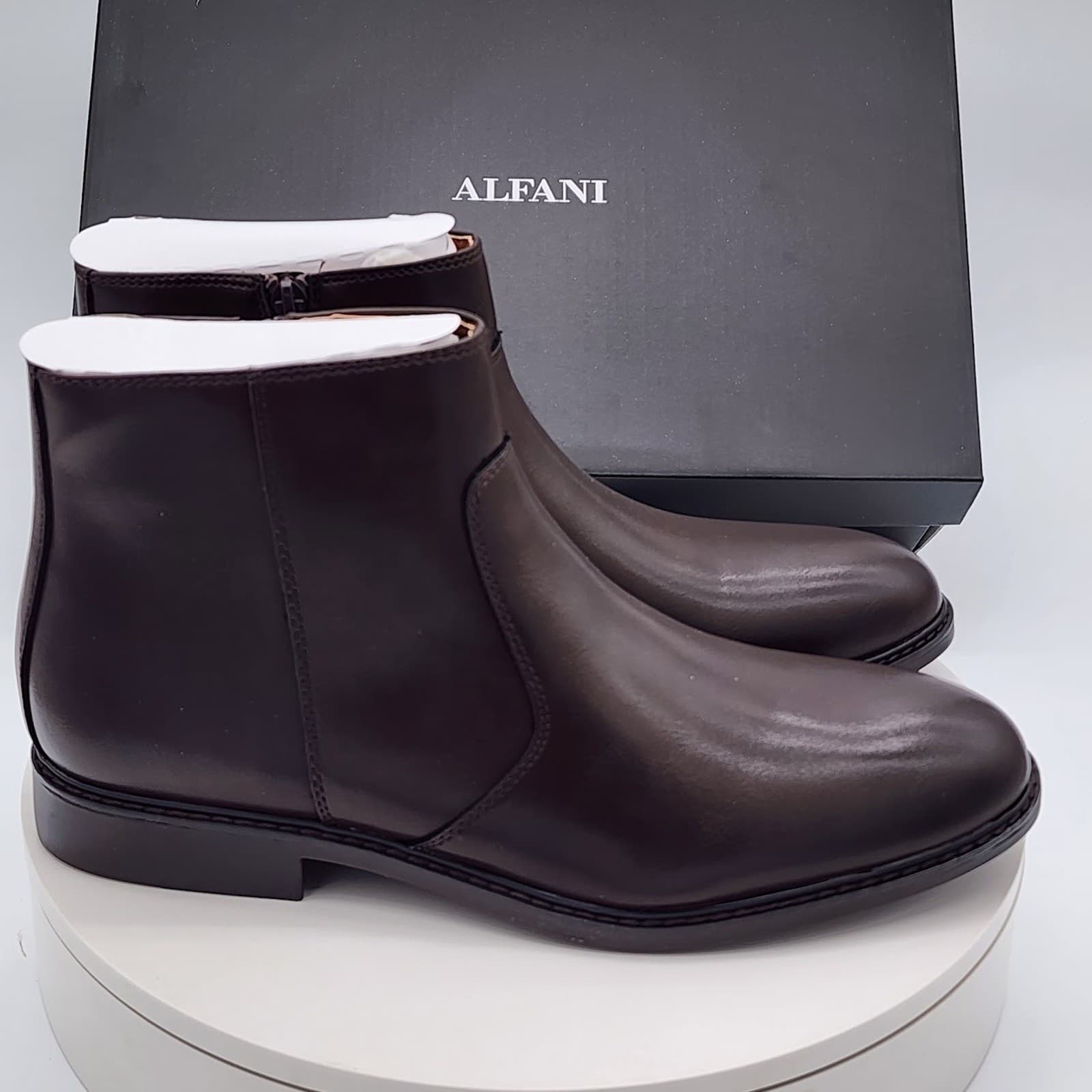 Alfani Liam Men’s Espresso Brown Side Zip Ankle Dress Boots Size 11.5 M - Thumbnail 2