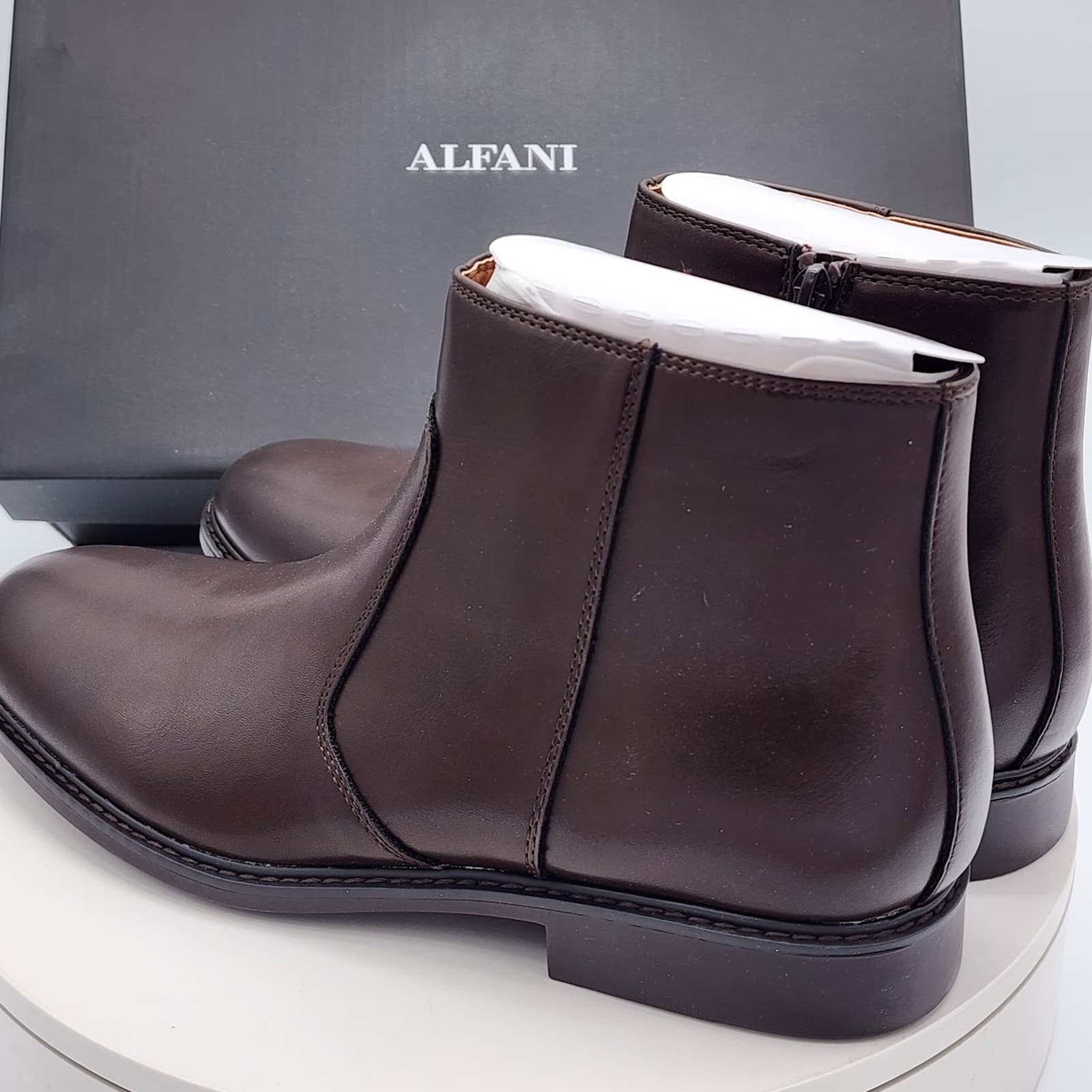Alfani Liam Men’s Espresso Brown Side Zip Ankle Dress Boots Size 7.5 M - Thumbnail 4