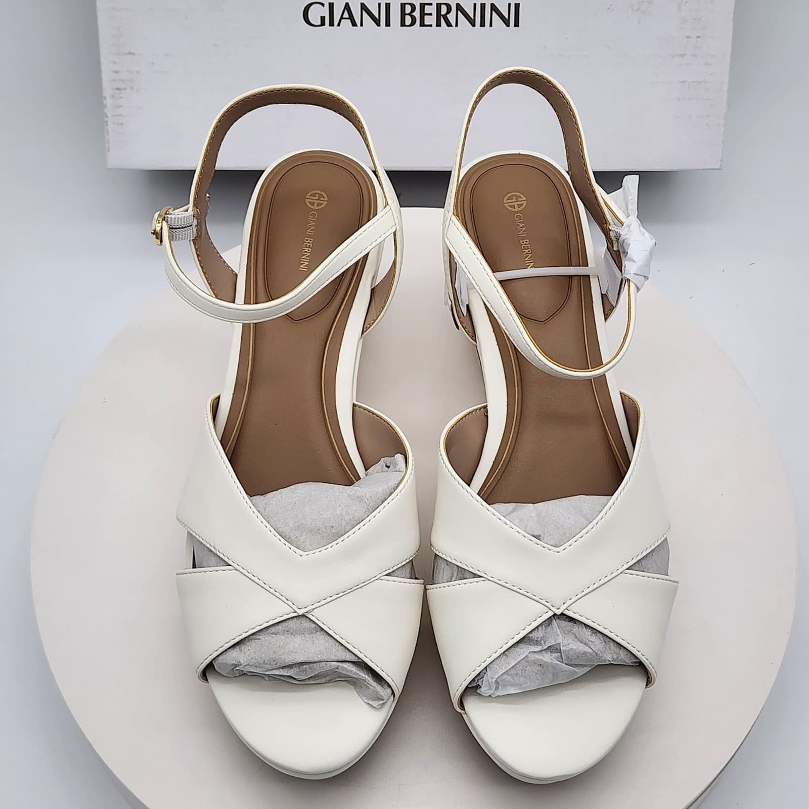 NEW Giani Bernini Jayleenp White Linen Platform Wedge Sandals Women’s 10 M - Thumbnail 6