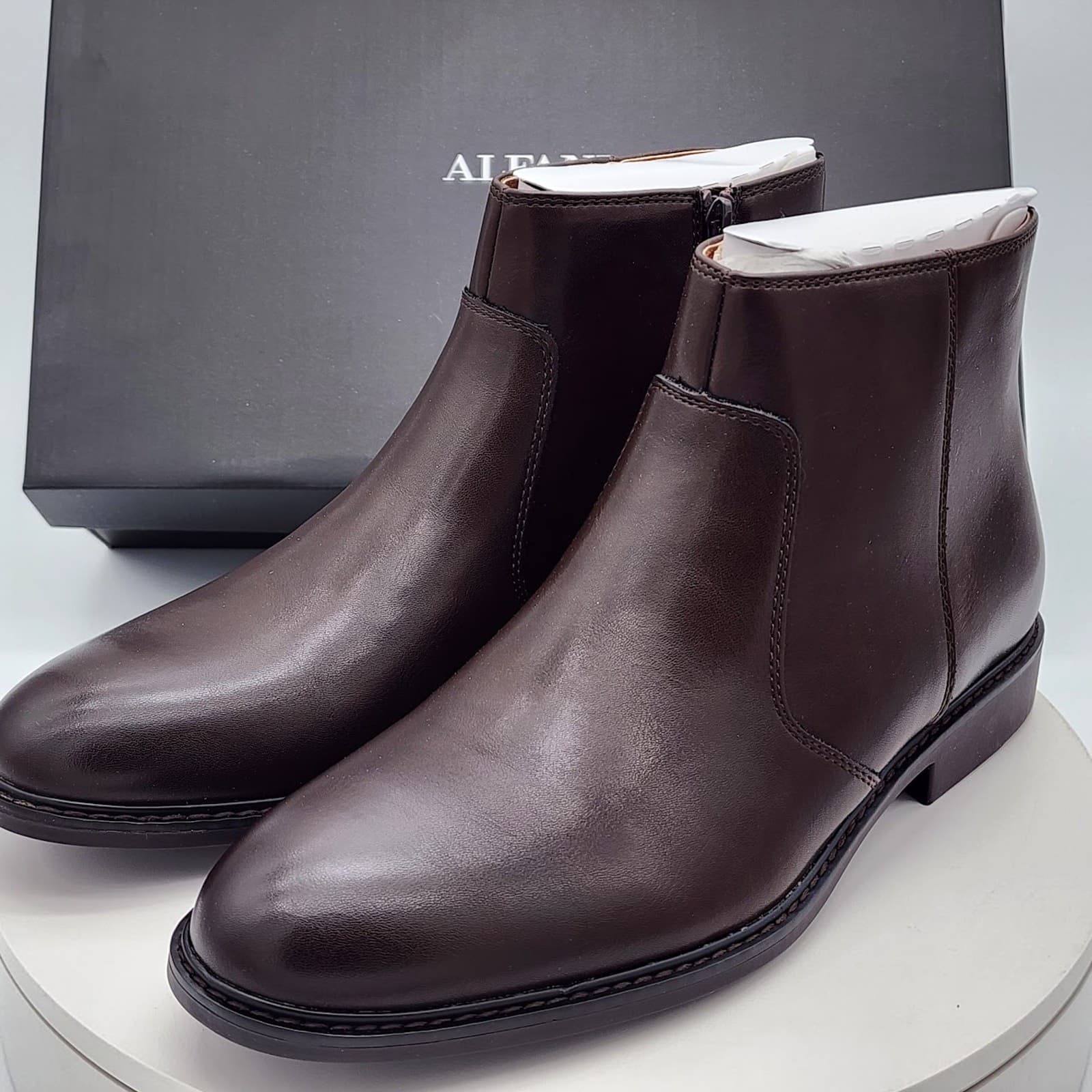 Alfani Liam Men’s Espresso Brown Side Zip Ankle Dress Boots Size 7.5 M - Thumbnail 5