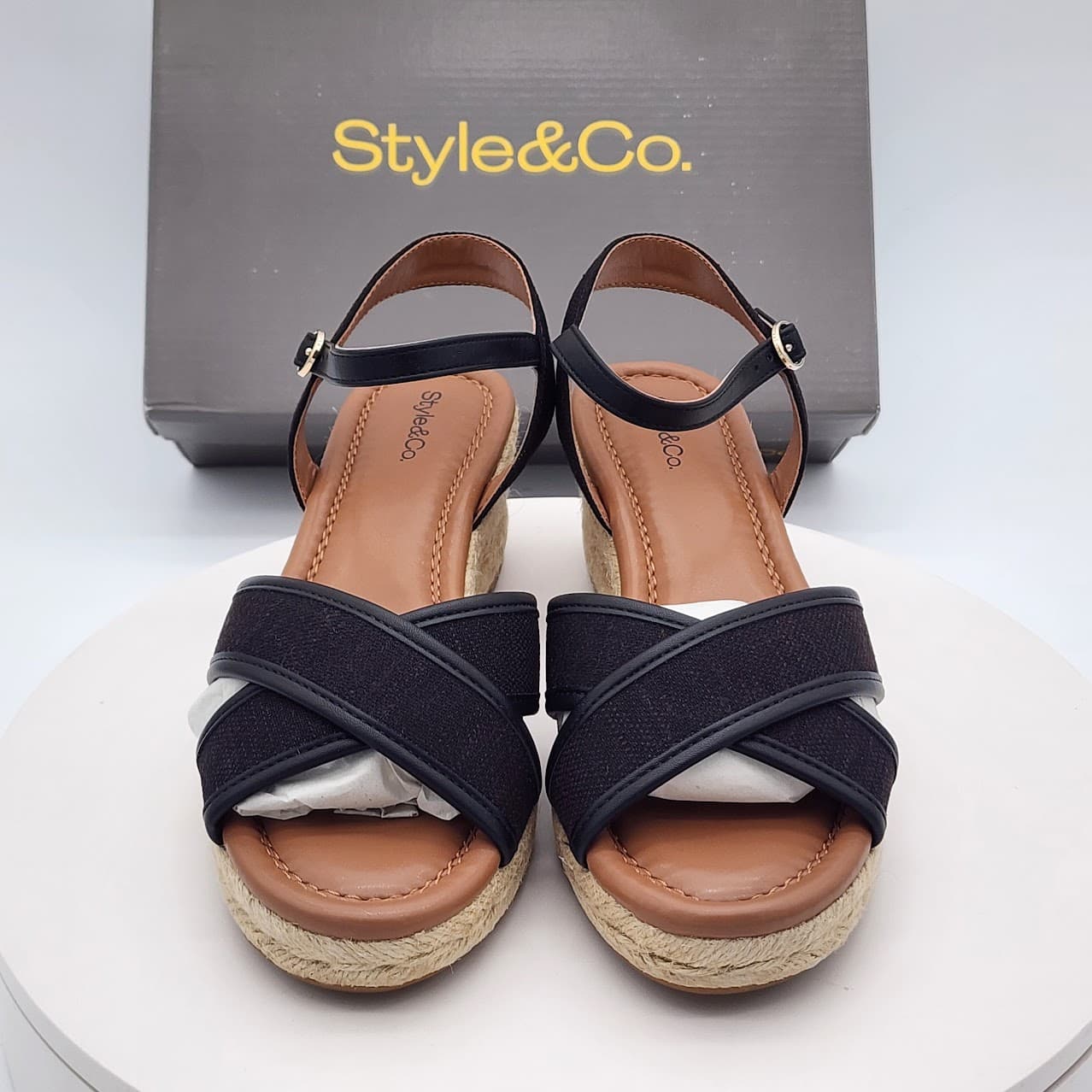 Style & Co Leahh Black Canvas Espadrille Wedge Sandals Women’s Size 7.5M - Thumbnail 6