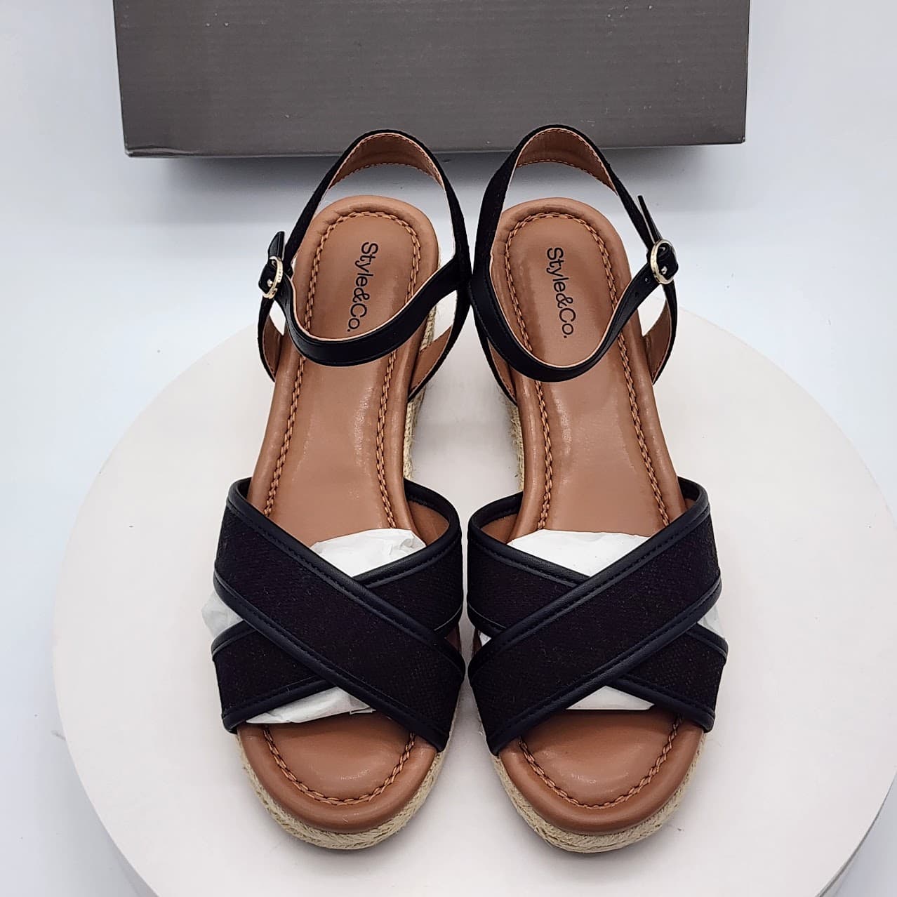Style & Co Leahh Black Canvas Espadrille Wedge Sandals Women’s Size 7.5M - Thumbnail 7