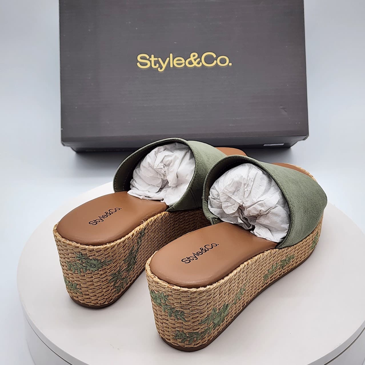 Style & Co Meadow Sage Embroidered Espadrille Wedge Sandals Size 8 M - Thumbnail 3