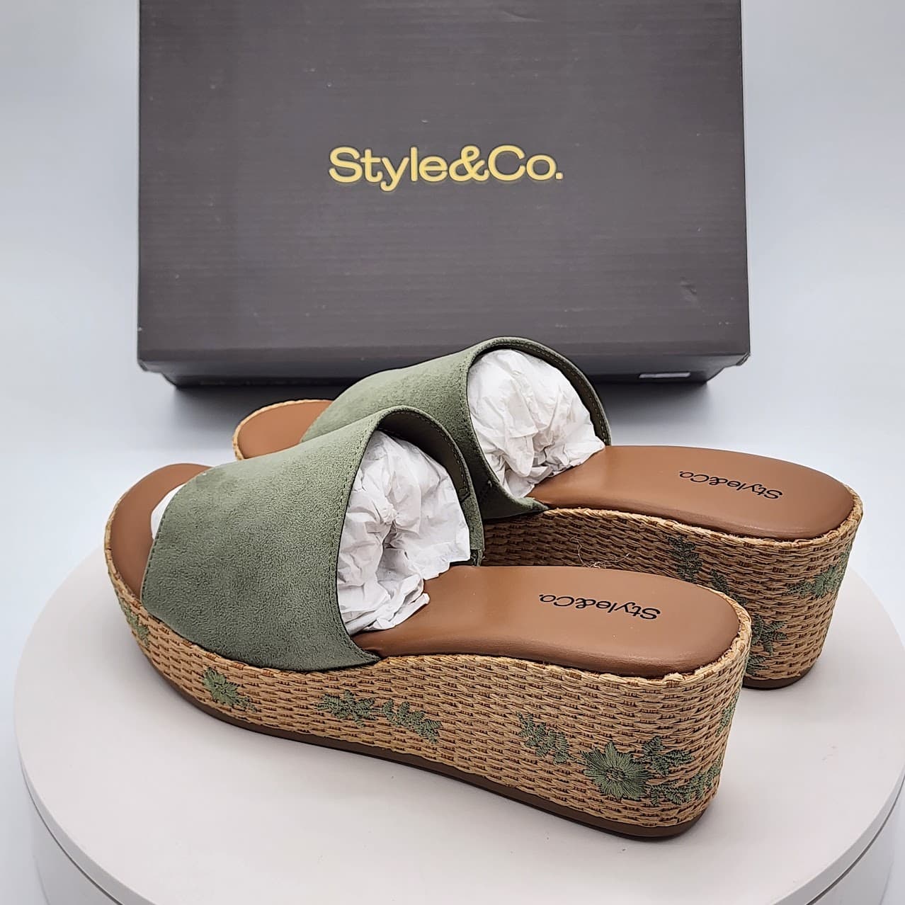 Style & Co Meadow Sage Embroidered Espadrille Wedge Sandals Size 8 M - Thumbnail 4