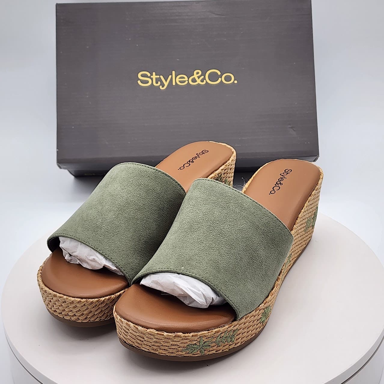 Style & Co Meadow Sage Embroidered Espadrille Wedge Sandals Size 8 M - Thumbnail 5