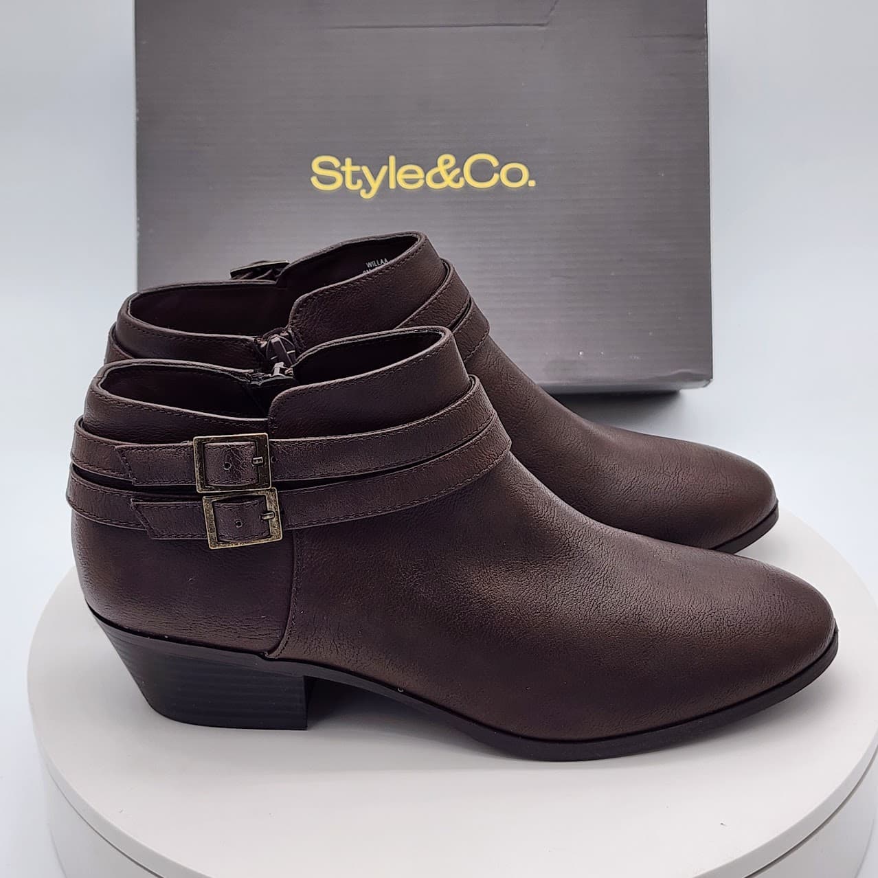 Style & Co Willaap Dark Roast Belted Block Heel Ankle Booties Women’s Size 8 M - Thumbnail 2