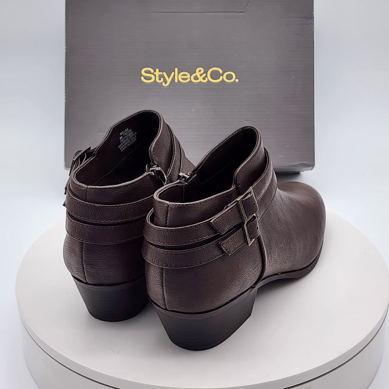 Style & Co Willaap Dark Roast Belted Block Heel Ankle Booties Women’s Size 8 M - Thumbnail 3