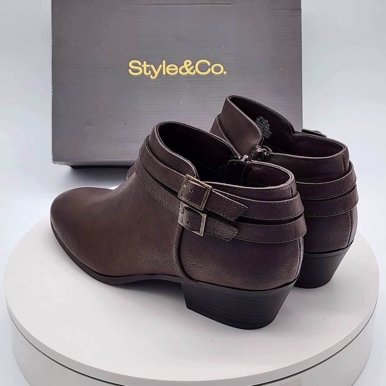 Style & Co Willaap Dark Roast Belted Block Heel Ankle Booties Women’s Size 8 M - Thumbnail 4