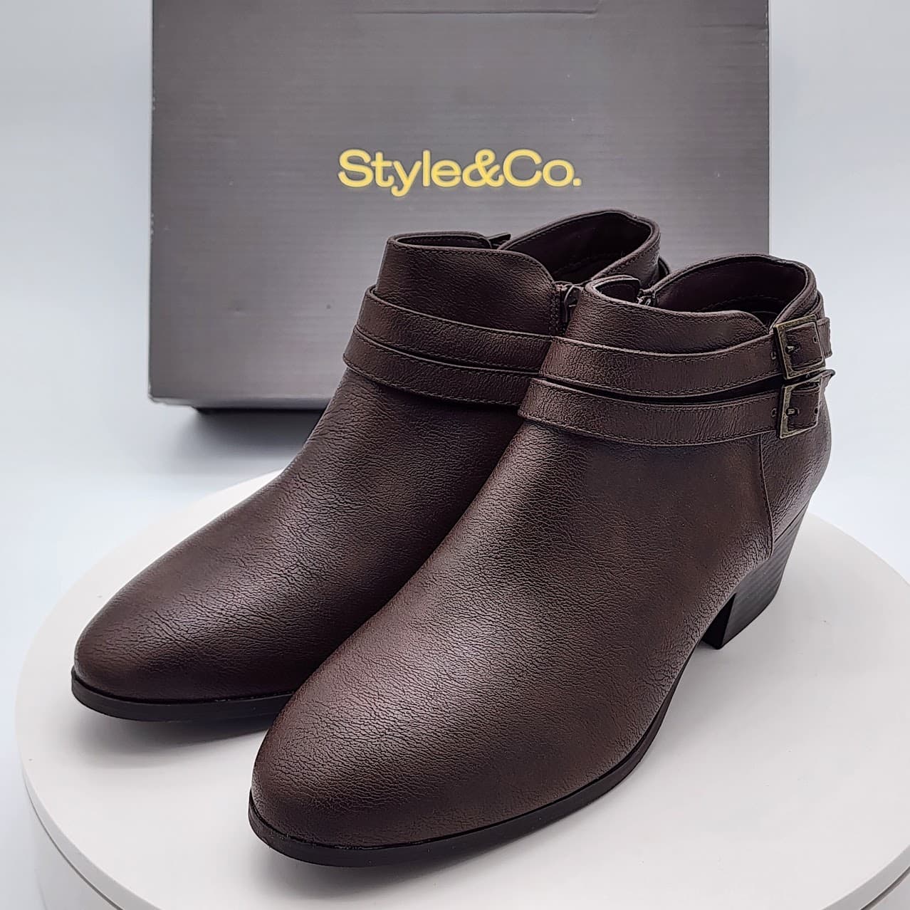 Style & Co Willaap Dark Roast Belted Block Heel Ankle Booties Women’s Size 8 M - Thumbnail 5