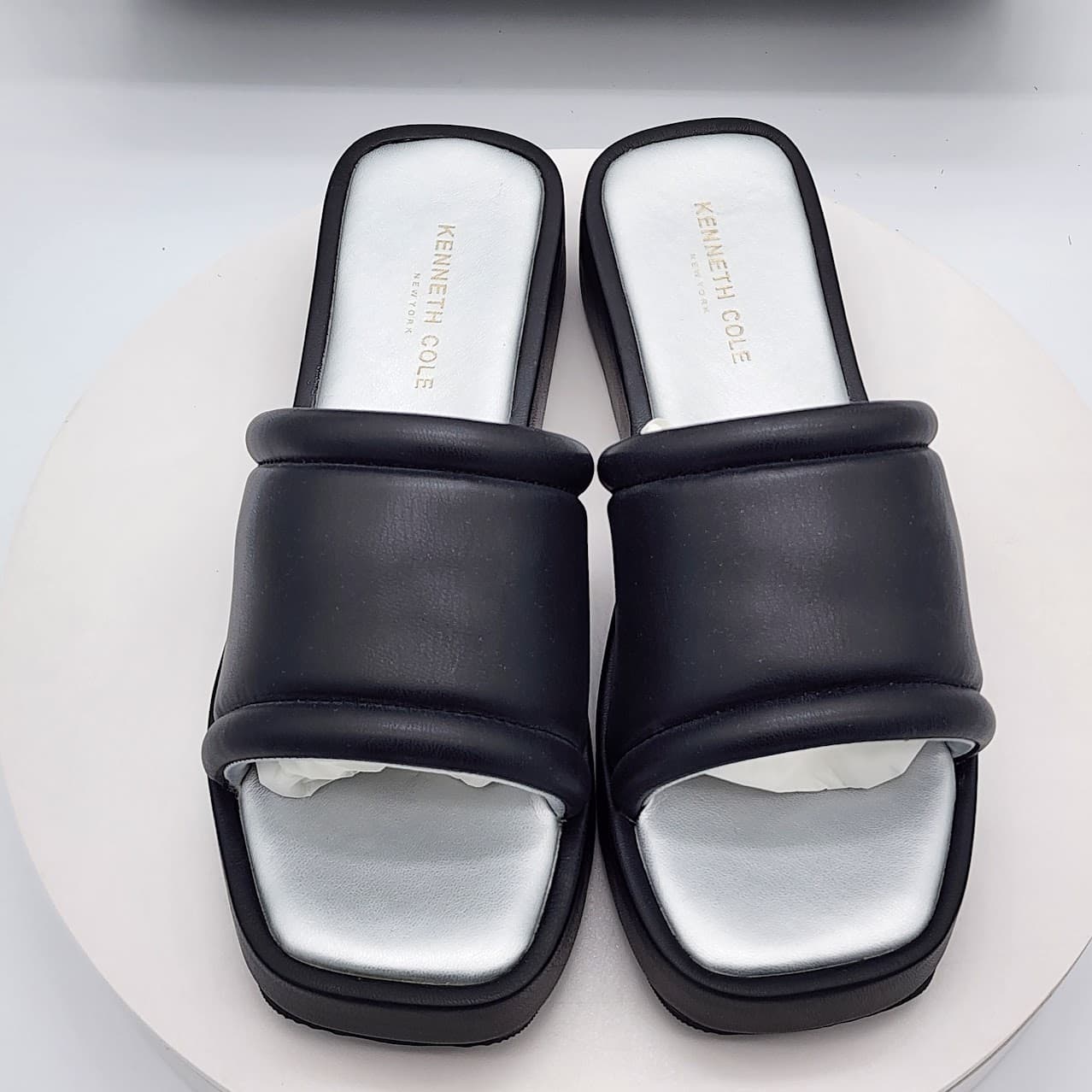 Kenneth Cole New York Andreanna Black Women's Platform Wedge Slide Sandals 7.5M - Thumbnail 6