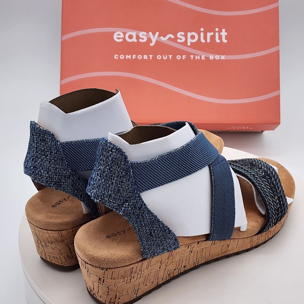 Easy Spirit Lorena 2 Medium Blue Woven Cork Wedge Sandals Women’s Size 9 - Thumbnail 2
